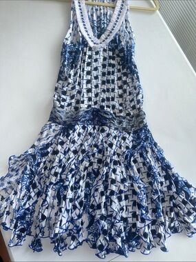Poupette St Barth Blue and White Printed Halter dress, brand new, great fit